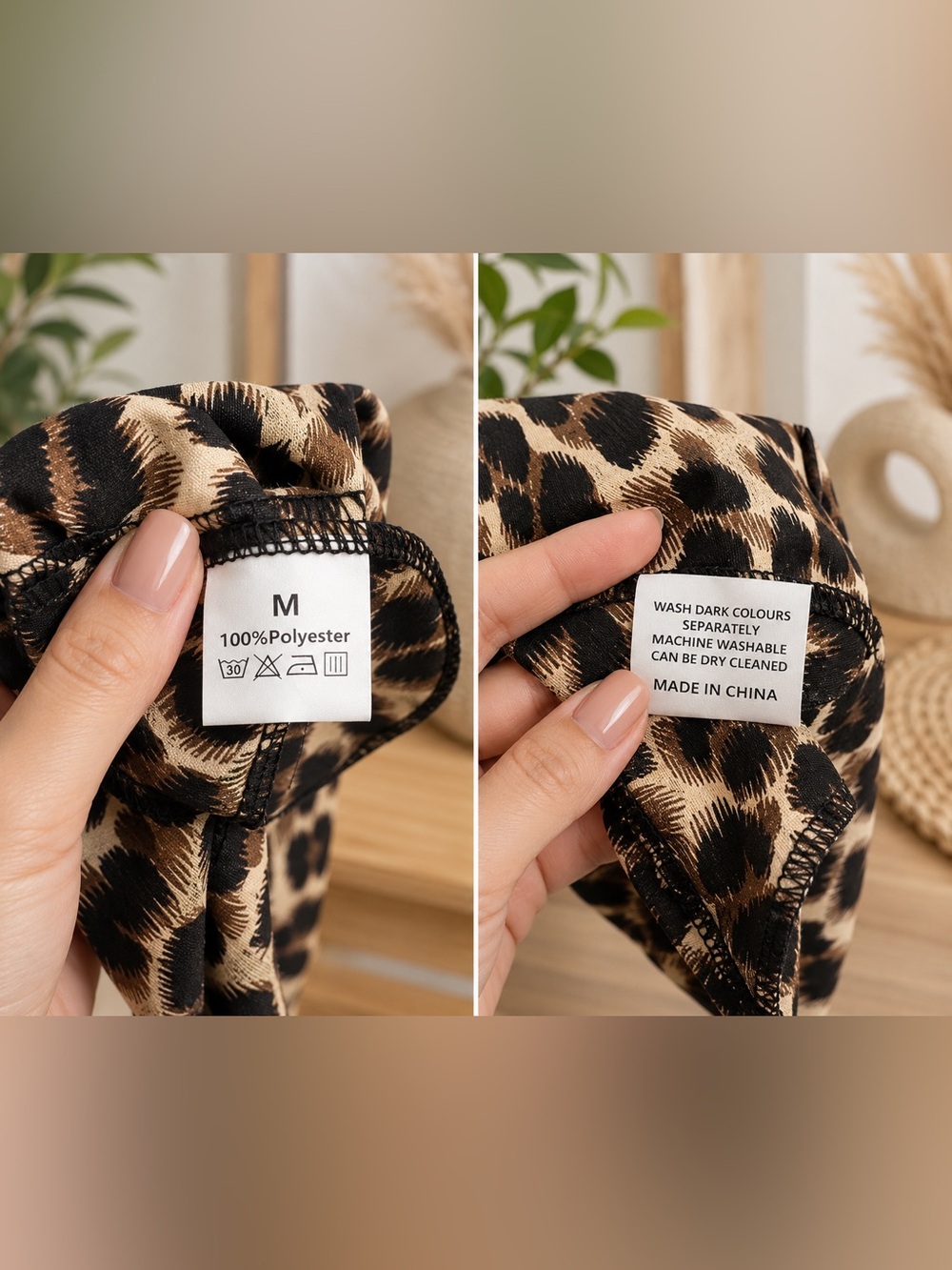 🆕 Leopard Print Tiered Smocked Mini Skirt - Brown - Picture 4 of 5